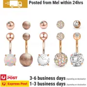 5PCS Belly Ring Navel Surgical Steel Stone Opal Turqoise Body Piercing Jewellery