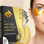20 pairs 24K Gold Gel Collagen Eye Pads, Crystal collagen under-eye mask for dark circles and moisturizing, reducing fine lines and puffy eyes, under eye patch for women, men gold