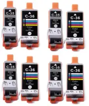 8PK PGI-35 CLI-36 Ink Cartridges BK/C Set for Canon iP100 iP110 TR150 Printer