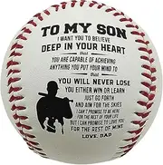 5 Printed Baseball Balls | Cork Core Baseballs | Baseball for Son from Mom, Baseball for Boys, You Will Never Lose to My Son/Grandson,