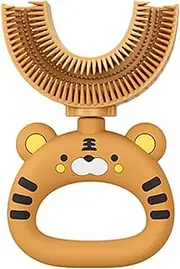 Children U Shaped Toothbrush,U-Shaped Cartoon Tiger Design Toothbrush | Soft Silicone Brush Head, Extra Soft Toothbrush, Training, Manual Whole Mouth, 360-degree Oral Teeth Cleaning