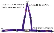 JEEP 3 POINT 2" LATCH & LINK RACING HARNESS SEAT BELT V ROLL BAR MOUNT PURPLE