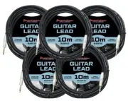Precision Audio 5 Pack 1/4" To 1/4" 6.35mm Studio Stage Guitar Lead 10m GLEAD10