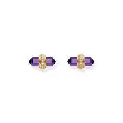 THOMAS SABO Crystal Stud Earrings with Imitation Amethyst Gold