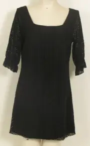 POOKIE & SEBASTIAN Brand New Black Alexandra Floral Puff Dress SZ L