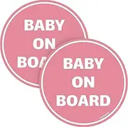 Baby on Board car Stickers (Circle Type, 2 Pack) (Light Pink)