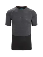 Icebreaker 125 ZoneKnit SS Crewe Mens Thermal Top - Jet Heather/Black - S
