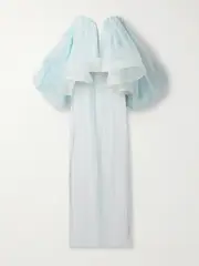 [Zimmermann] Zimmermann - Crush Strapless Ruffled Silk-organza Top - Blue - 1 1 Blue