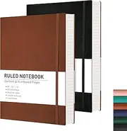 RETTACY Composition Notebook 2 Pack - B5 Notebooks and Journals with Soft Leather Cover,408 Pages,100gsm Thick Lined Paper,7.6 X 10