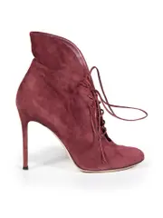 Burgundy Suede Lace Up Ankle Boots