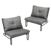 Livsip 2PC Outdoor Lounge Chairs Patio Furniture Garden Sofa with Cushions Grey