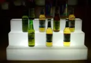 New 27 Inch 3Step LED Lighted Back Bar Liquor Bottle Shelf Glowing Display Stand