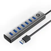 Orico USB-A to 7-Port High Speed USB 3.0 Aluminium Hub - Grey [ORICO-CL7U-U3-10-GY-BP]