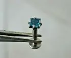 .17ct 2.90mm PRINCESS CUT REAL BLUE DIAMOND LABRET BODY,CERT 1/4,5/16,3/8,7/16