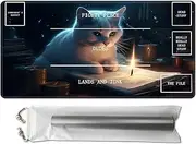 HEAKIERG TCG Playmat Board Game Mats 24" x 14" with Storage Bag, Game Play Mat with Stitched Edge for Playmat Commander Deck Trading Card Game Anime MTG Gameplay Pad for Beginner, Candle Cat