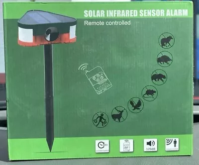 Solar Infrared Sensor Alarm With Remote, For Deterring/Repelling Unwanted Pest