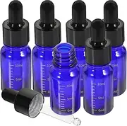 Minkissy 6Pcs Glass Dropper Bottles with Scale, 10ml Essential Oil Storage for Travel & Lab Use - Leak-Proof, Reusable, Easy to Clean - Ideal for Cosmetics, Perfumes, Chemicals (Random Colors)