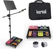 Guitar Pedal Board 16” X 12.4” with Carrying bag, Guitar Effects Pedalboard with Sheet Music Stand adjustable 23” to 70” and microphone boom arm stand 3 in 1 for Guitar player,bands,Music Room,Studio