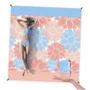 Beach Blanket Sandproof Extra Large Beach Mat Adults 79" X 83" Blue Flower