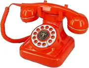Vintage Phone Retro Landline Telephone Old Fashioned Rotary Dial Button Phone, Used for Office Hotel and Home. (Orange)