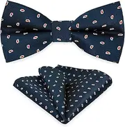 [SYAYA] Men Bow Tie Pocket Square Set, Men Bowtie with Handkerchief For Wedding Party or Formal Tuxedo M-S-B6BT