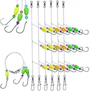 DAMIDEL 6Pcs Pompano Fishing Rigs Ready Kit，3 in 1 Float Rigs with Triple 3/0 Circle Hook for Surf Fishing，（12/0） Fishing line / 50in length/50lbTension in freshwter and Saltwater