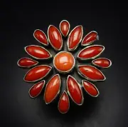 FEDERICO JIMENEZ Sterling Silver NATURAL ITALIAN CORAL RING size 7.5 Adjustable