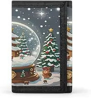 [QMKFWT] Christmas Snow Globe Casual Wallet Credit Card Holder Premium Document Organizer Case for Men And Women