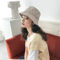 在飛比找蝦皮商城優惠-木瓜製品MG STUDIO/韓版ins格紋漁夫帽夏季薄款時尚