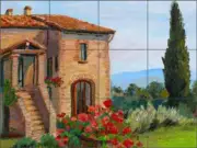 Tile Mural Backsplash Ceramic Margosian Tuscan Villa Poppy Landscape Art JM114