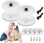 Pack of 2 Flea Trap, Environmentally Friendly, High Performance Bed Bug Trap, PP Material, Safe and Harmless Cockroach Trap with 4 Stickers, 2 Charging Cables, for Bedroom, Living Room, Kitchen