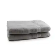 2pc Onkaparinga Flinders Premium Bath Sheets Set 90x167cm Cotton 600GSM Grey