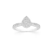9ct White Gold Diamond Pear Shape Cluster Ring