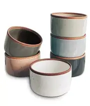 Mora Ceramic Ramekins - Set of 6 - Small Oven Safe Baking 8oz Assorted Neutrals