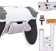 eXtremeRate Real Metal Buttons RMB RISE4 V3 Remap Kit for PS5 Controller BDM-030 040 050, Redesigned Black Rubberized Grip White Bottom Shell Upgrade Board 4 Silver Back Paddles Set for PS5 Controller