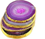 eSplanade Purple Agate Coasters Set of 4 | Bar Beer Coffee Tea Coasters - Perfect Table Accessories - Tableware