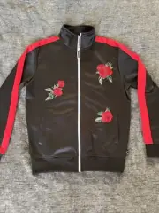 Screenshot Tracksuit Pants & Jacket Mens Small, Black With Roses
