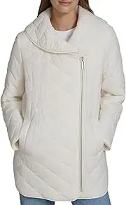 [Andrew Marc] Women's Tunic Length Foldover Collar Quilted Jacket