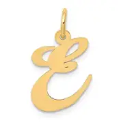 14K Medium Fancy Script Letter E Initial Charm Bracelet Necklace