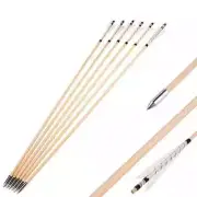 6/12pcs Archery 31inch Wooden Arrows Hunting for Traditional Bow Target Shooting
