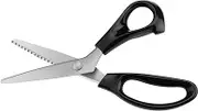 Fabric scissors zigzag scissors 23.5cm, professional dressmaking scissors,stainless steel handle, black - scissors sharp for cutting fabric, clothing, textiles, sewing, paper, crafts