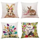 Easter Pillowcase Bunny Egg Pillow Cover 45x45cm Cushion Covers Cotton Linen