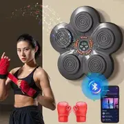 Music Boxing Machine with Boxing Gloves, Wall Mounted Smart Bluetooth Music Boxing Trainer