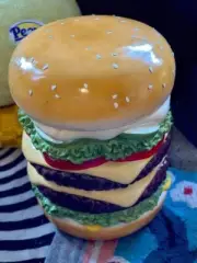 Homegoods Rare Vinyl Cheeseburger Stool/ Burger Stool Side Table TIKTOK NEW