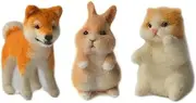 Feltsky 3 Animals Needle Felting Kits for Beginners Easy Steps to Make with Everything Craft for Mom, Grandma, Kids