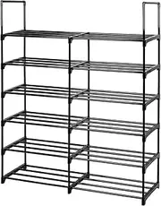[Lubardy] 6 Tier Shoe Rack for Entryway 24-28 Pairs Durable Metal Shoe Storage Organizer for Closet Stackable Long Shoe Shelf (6-Tier)