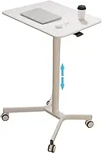 Pneumatic Adjustable Laptop Desk, Sit-Stand Table with Rounded Corners, Overbed Table with Wheels, Portable Mobile Podium, for Sofa Bed