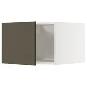 METOD top cabinet for fridge/freezer, white/Havstorp brown-beige, 60x60x40 cm
