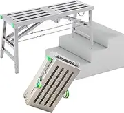 Work Platform Folding Scaffolding Equipment 15.7inch Width Multipurpose Work Platform Scaffold Tower Ladder Stool Work Bench with 5-Gear Adjustable Height for Home Improvement, Maintenance W