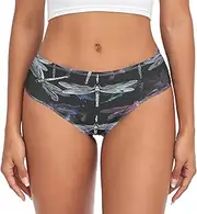 [RPLIFE] Dragon Fly Black Womens Breifs Underware, Breathable Underwear Women Briefs, Women's Stretch Underwear Panties, Dragon Fly Black, X-Large